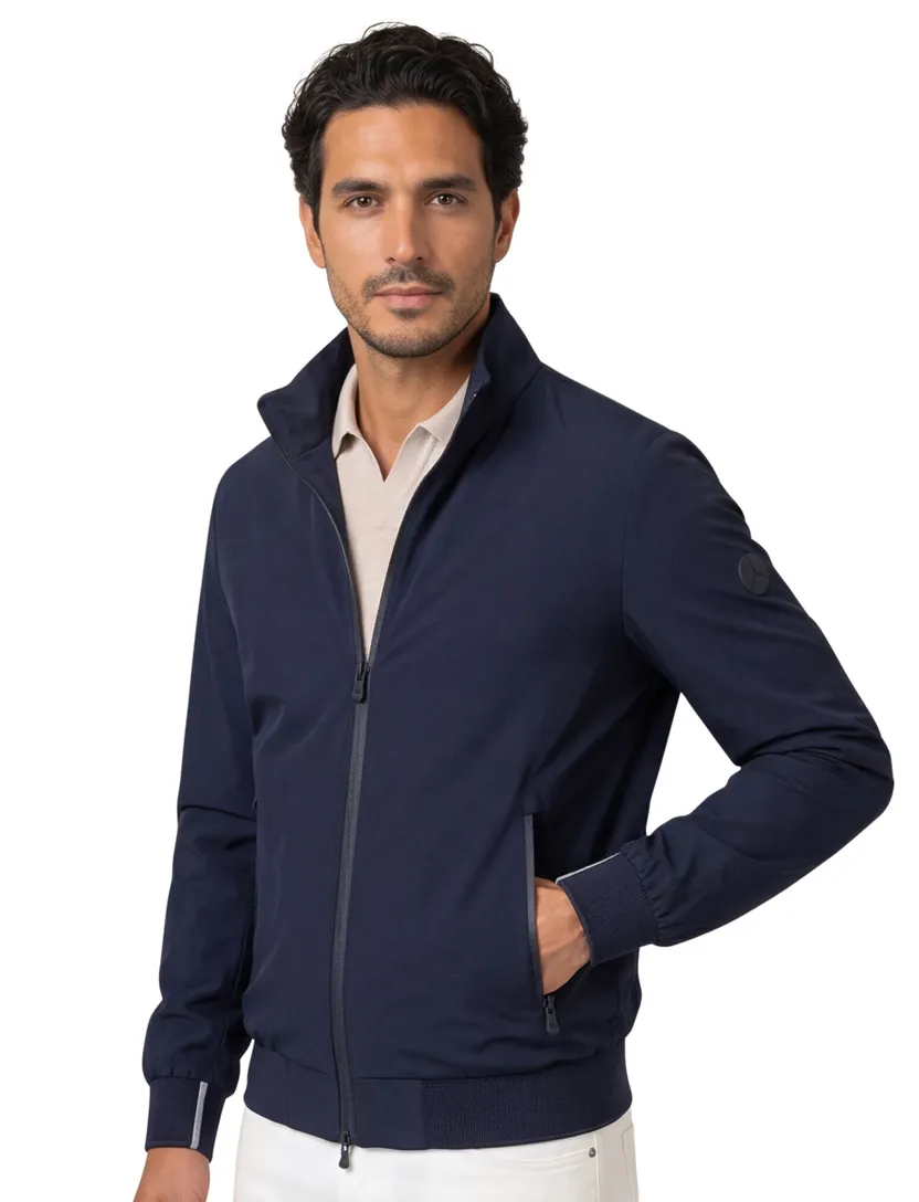 People of Shibuya zomerjas marineblauw normale fit effen rits