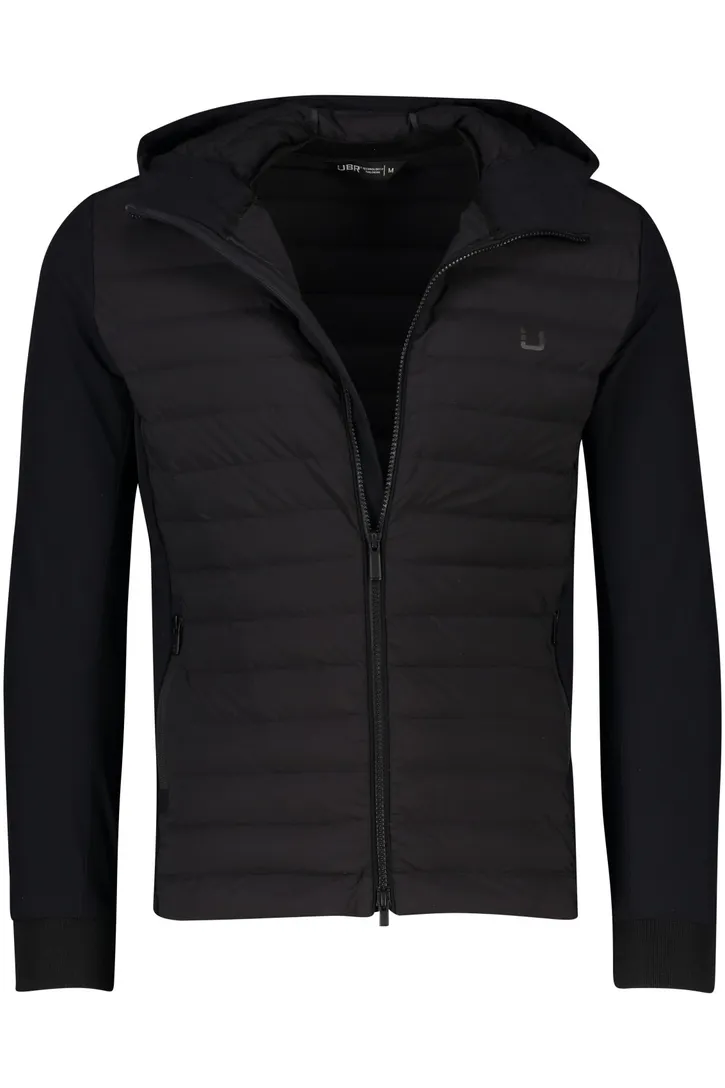 UBR zomerjas zwart effen rits normale fit met logo