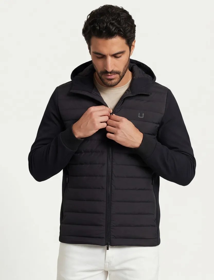 UBR zomerjas zwart effen rits normale fit met logo