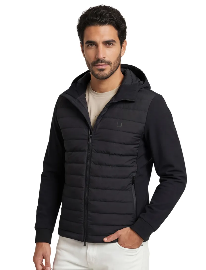 UBR zomerjas zwart effen rits normale fit met logo