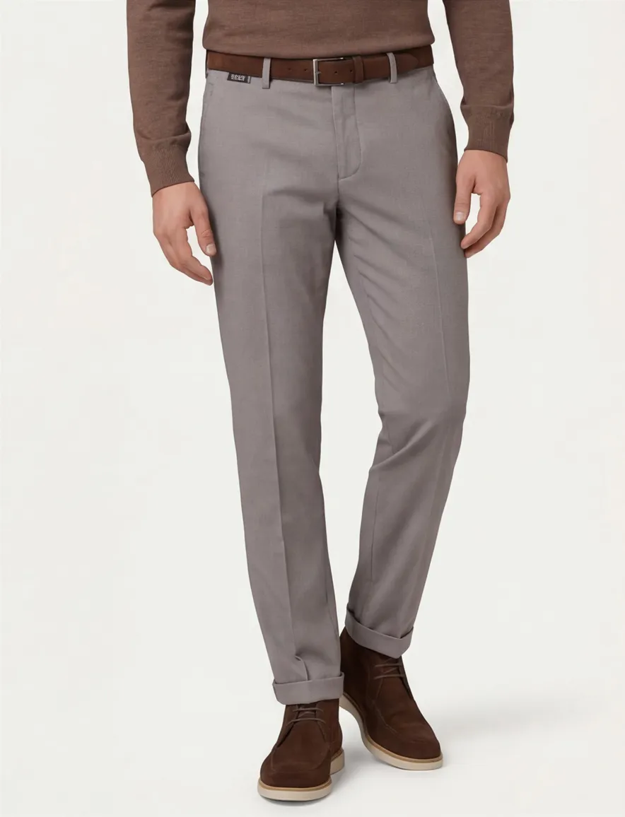 katoenen broek Eurex grijs effen katoen