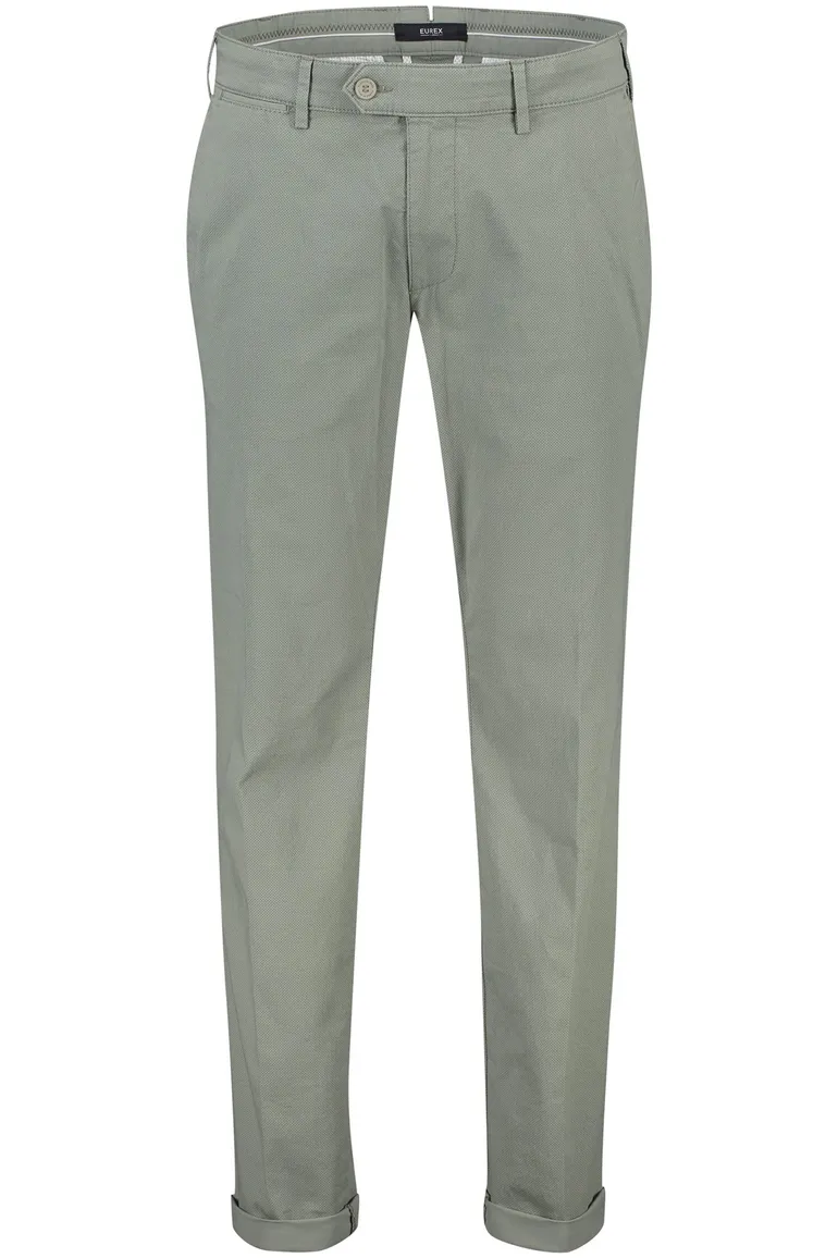katoenen broek Eurex groen effen katoen