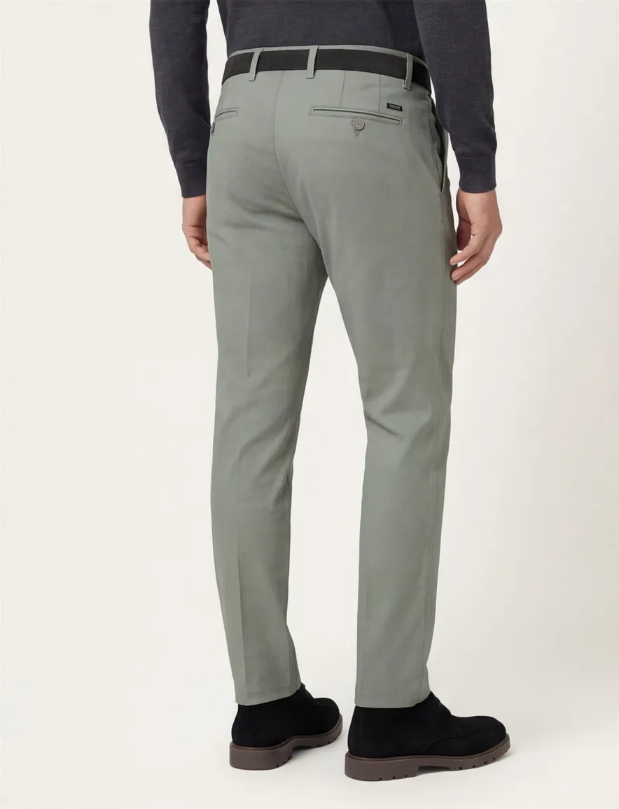 katoenen broek Eurex groen effen katoen