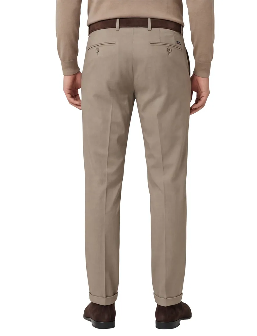 katoenen broek Eurex bruin effen katoen