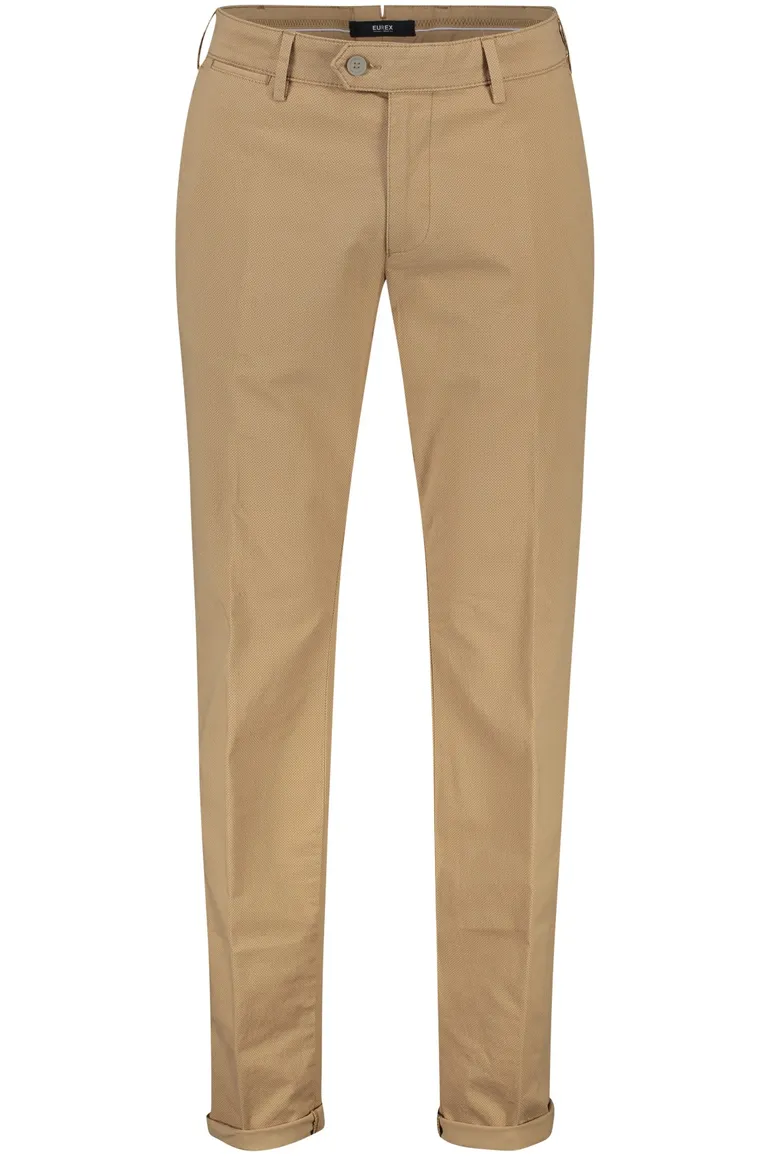 katoenen broek Eurex bruin effen katoen