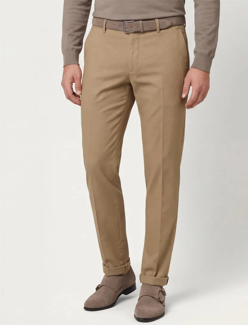 Eurex Joe broek camel effen katoen