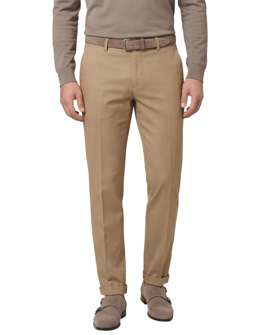 Eurex Joe broek camel effen katoen