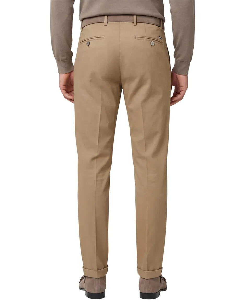 katoenen broek Eurex bruin effen katoen