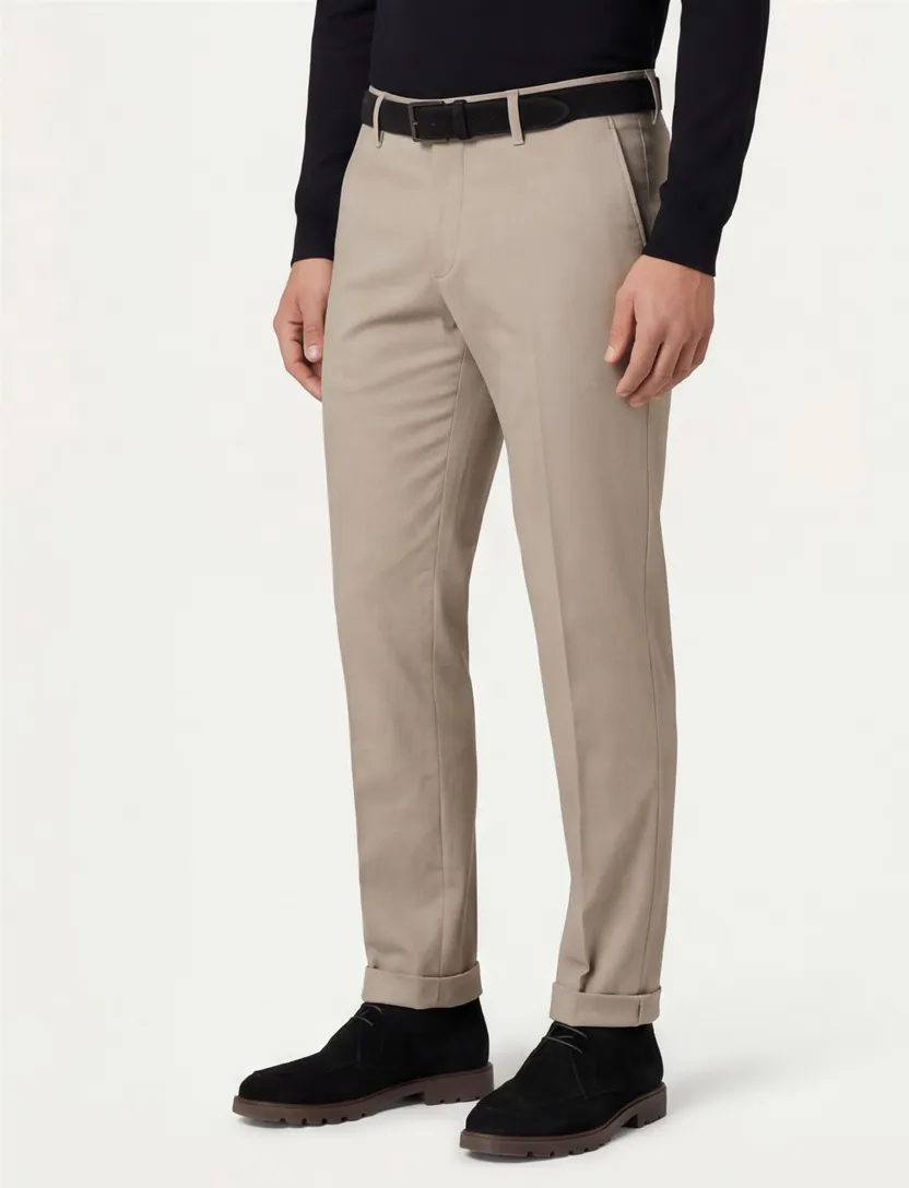Eurex katoenen chino beige effen Joe
