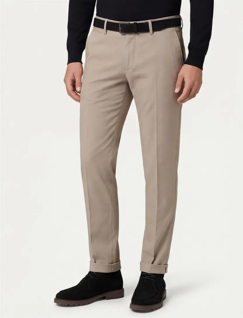 Eurex katoenen chino beige effen Joe