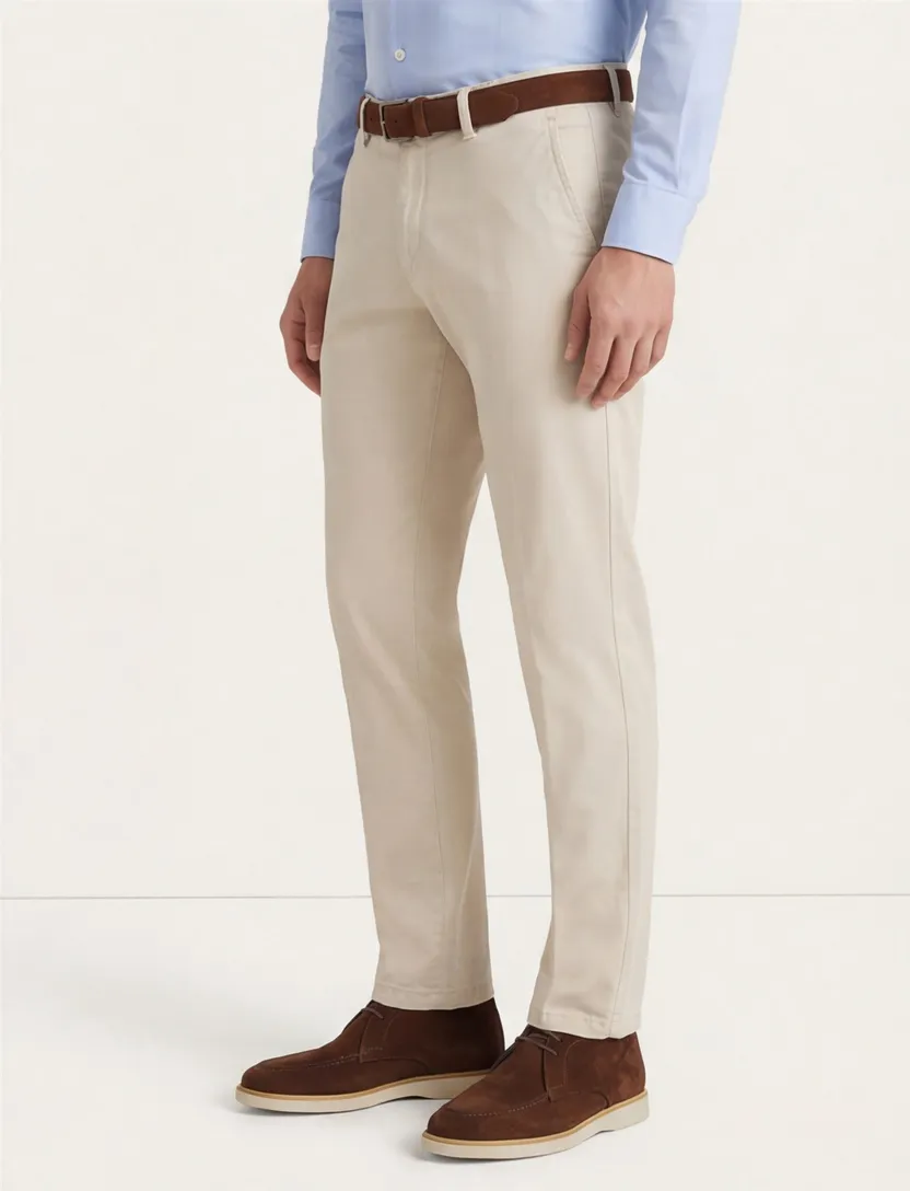 Eurex katoenen broek beige effen katoen