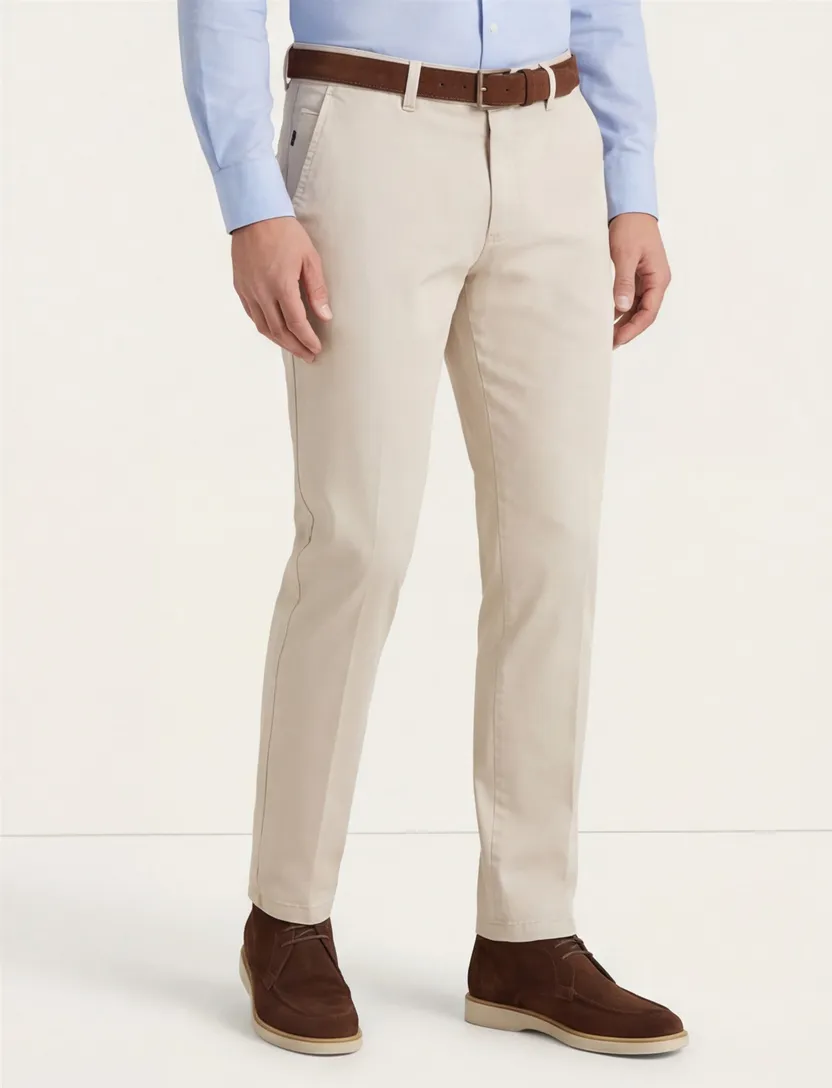 Eurex katoenen broek beige effen katoen