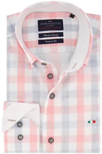 Portofino Portofino overhemd tailored fit katoen geruit roze