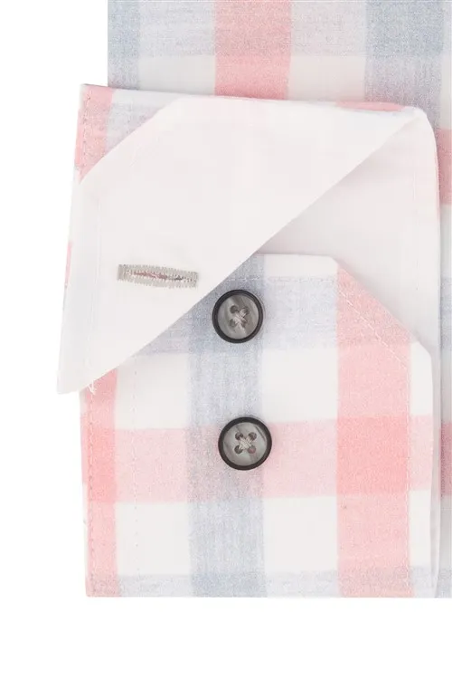 Portofino overhemd tailored fit katoen geruit roze