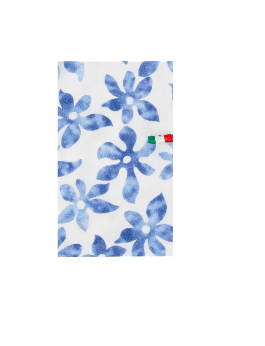 Portofino casual overhemd normale fit blauw met bloemenprint katoen