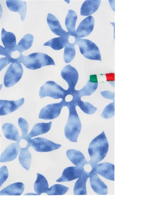 Portofino casual overhemd normale fit blauwe print katoen