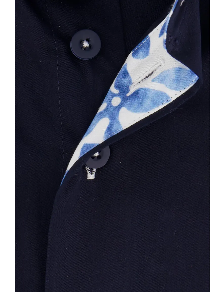 Portofino overhemd donkerblauw effen