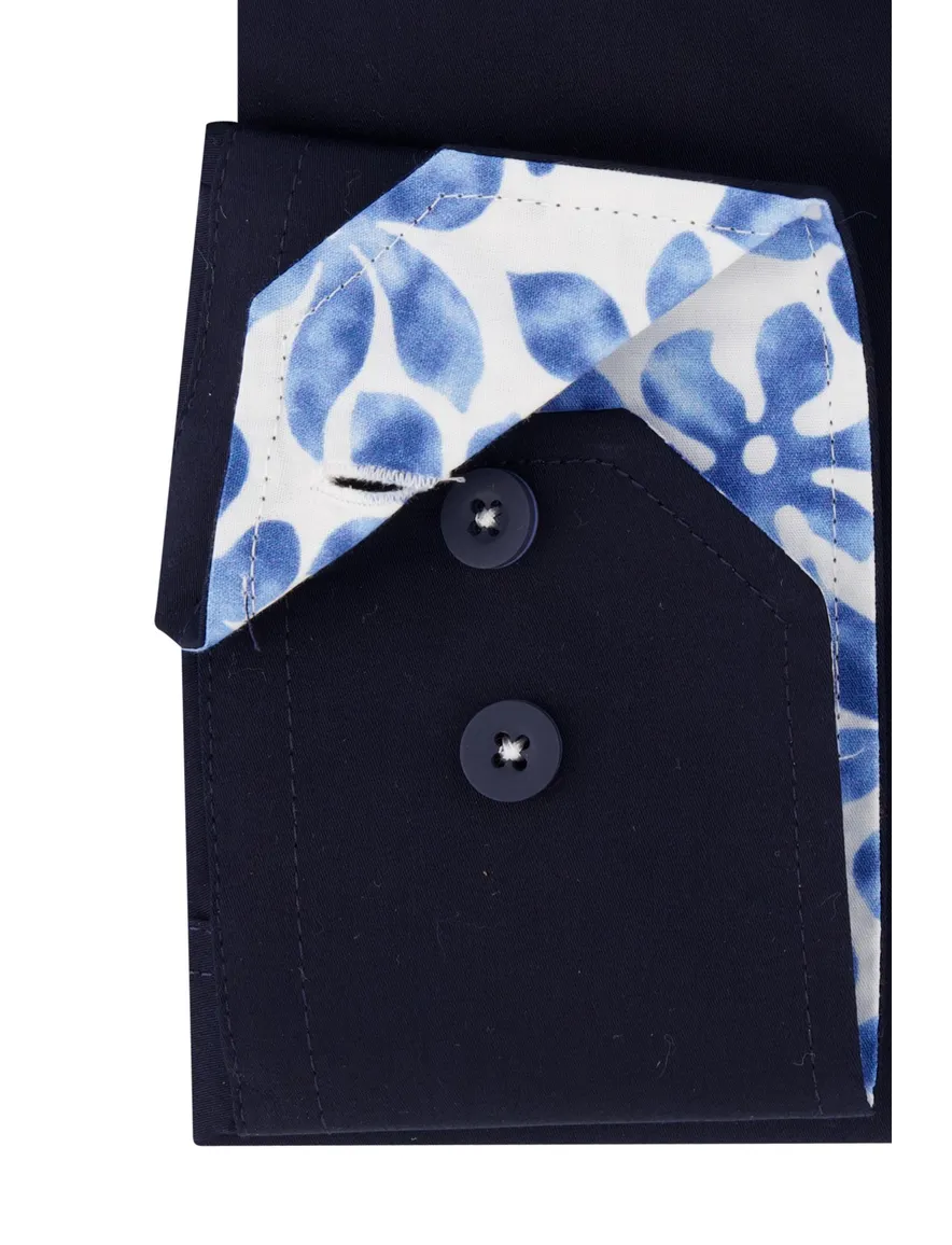 Portofino overhemd donkerblauw effen