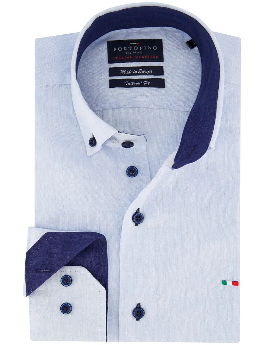 Portofino overhemd blauw effen