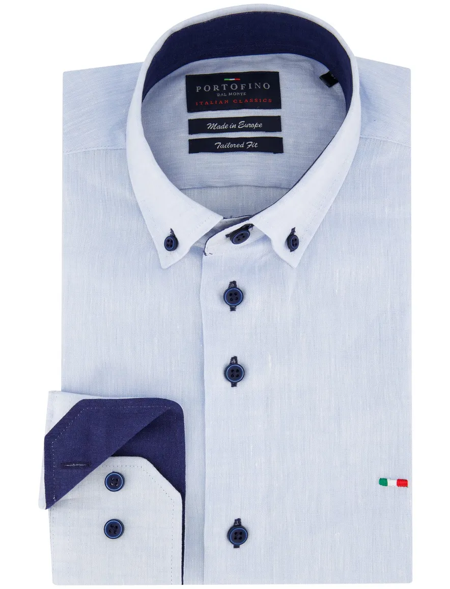 Portofino overhemd blauw effen