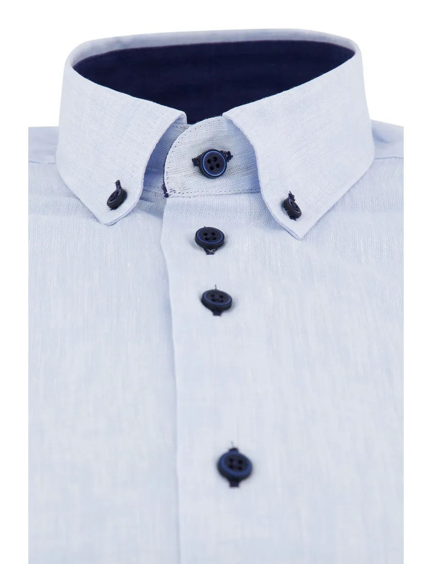 Portofino overhemd blauw effen