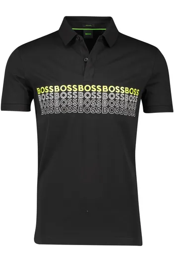 Hugo Boss Hugo Boss polo normale fit zwart met geel geprint katoen