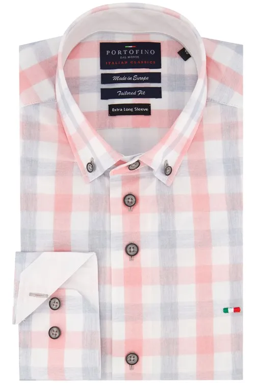 Portofino overhemd tailored fit ruit roze
