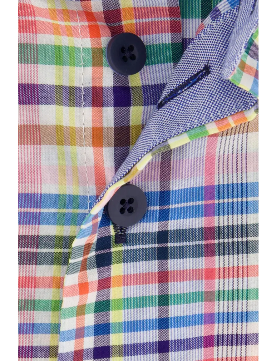Portofino overhemd ruit multicolor extra lang