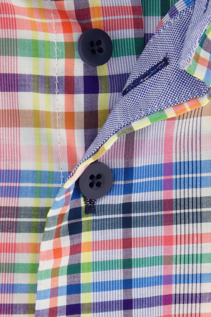 Portofino overhemd tailored fit ruit multicolor extra lang