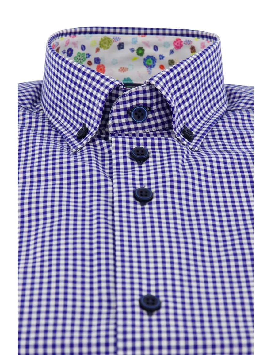 Portofino overhemd blauw geruit