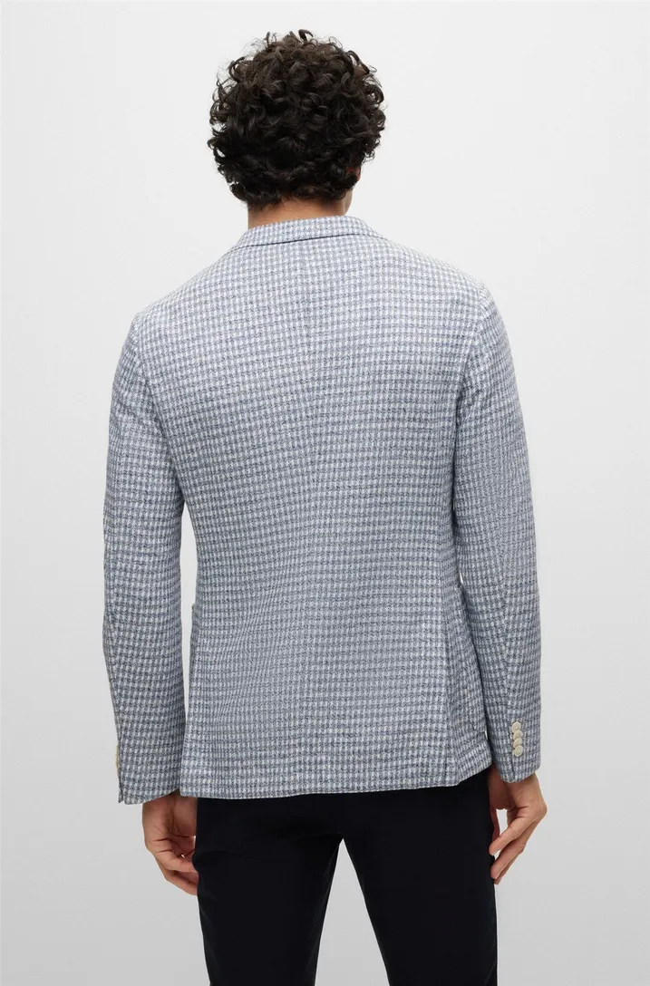 Hugo Boss tussenjas lichtblauw normale fit ruit