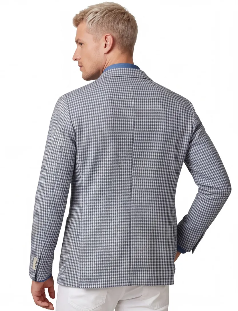 Hugo Boss tussenjas lichtblauw normale fit ruit