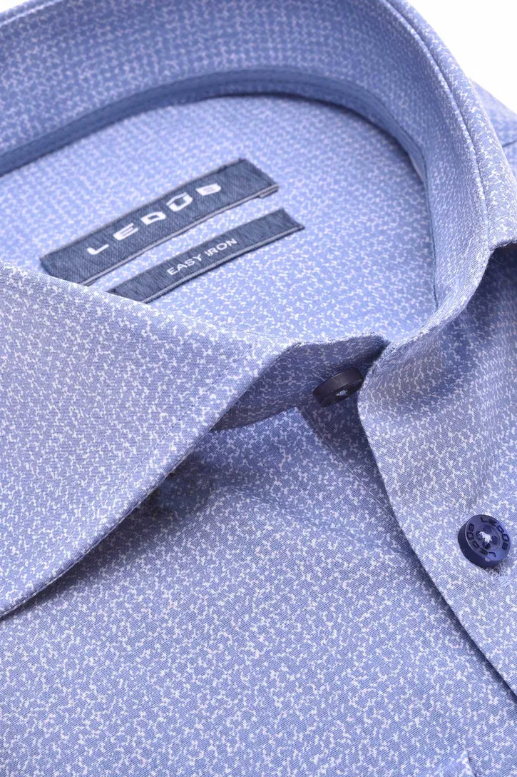 Ledub zakelijk overhemd Modern Fit blauw geprint katoen