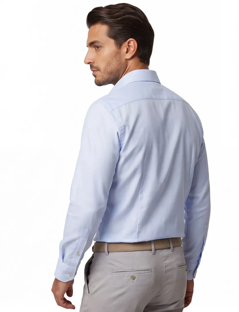 Lichtblauw effen Ledub overhemd Modern Fit