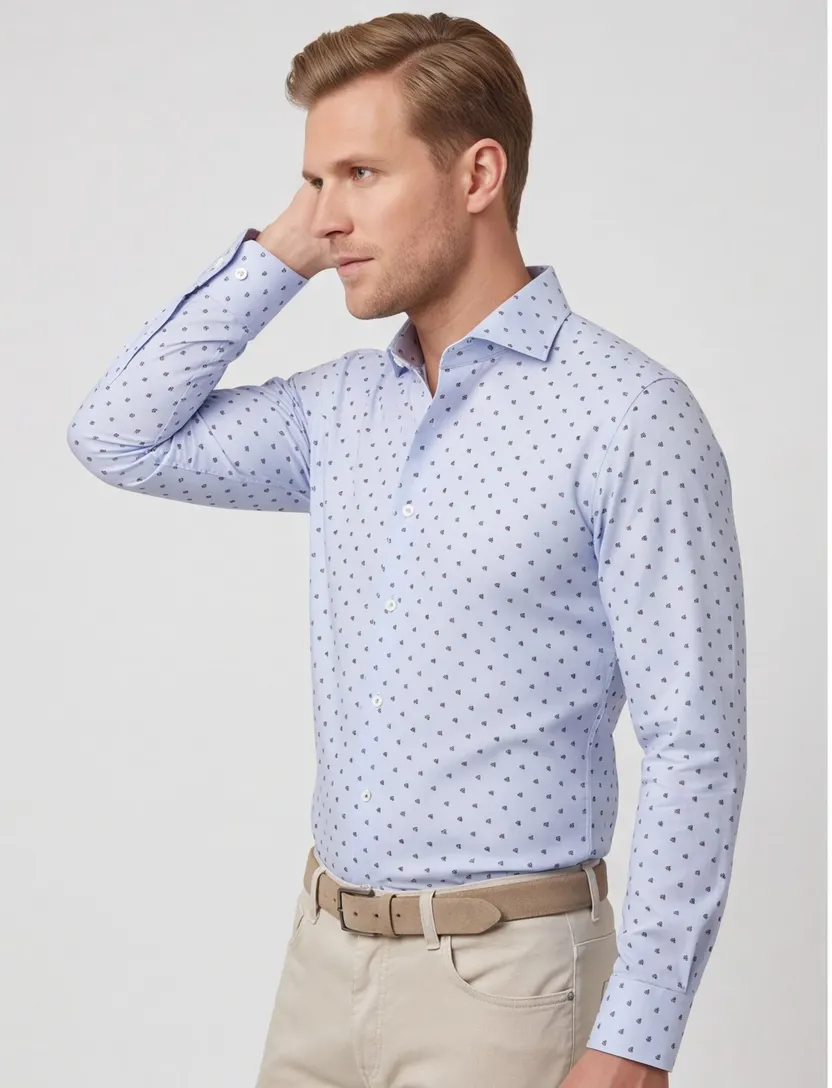 Business overhemd John Miller lichtblauw geprint katoen Slim Fit