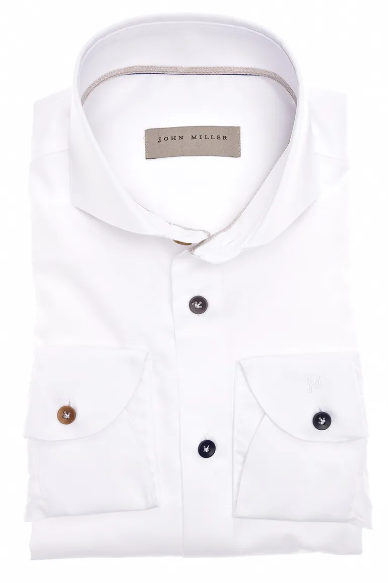 John Miller business overhemd Tailored Fit New normale fit wit effen