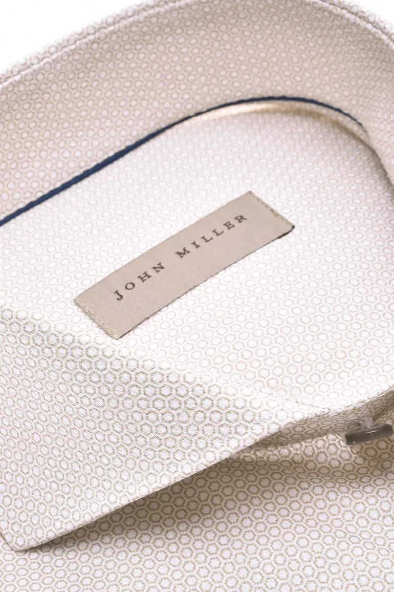 John Miller business overhemd John Miller fit bruin geprint katoen