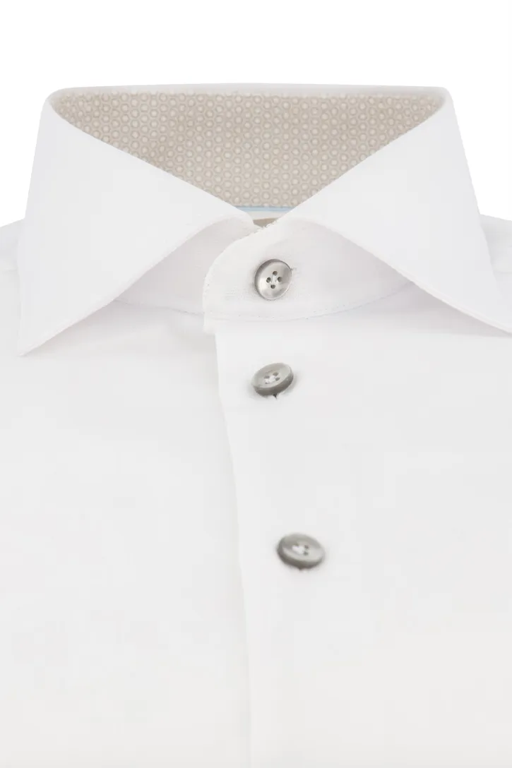 John Miller business overhemd wit effen 100% katoen slim fit strijkvrij