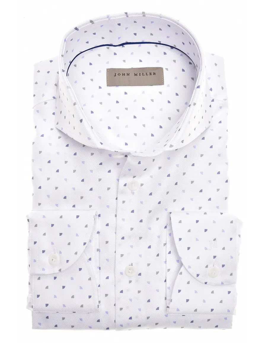 John Miller business overhemd John Miller Slim Fit slim fit wit geprint katoen