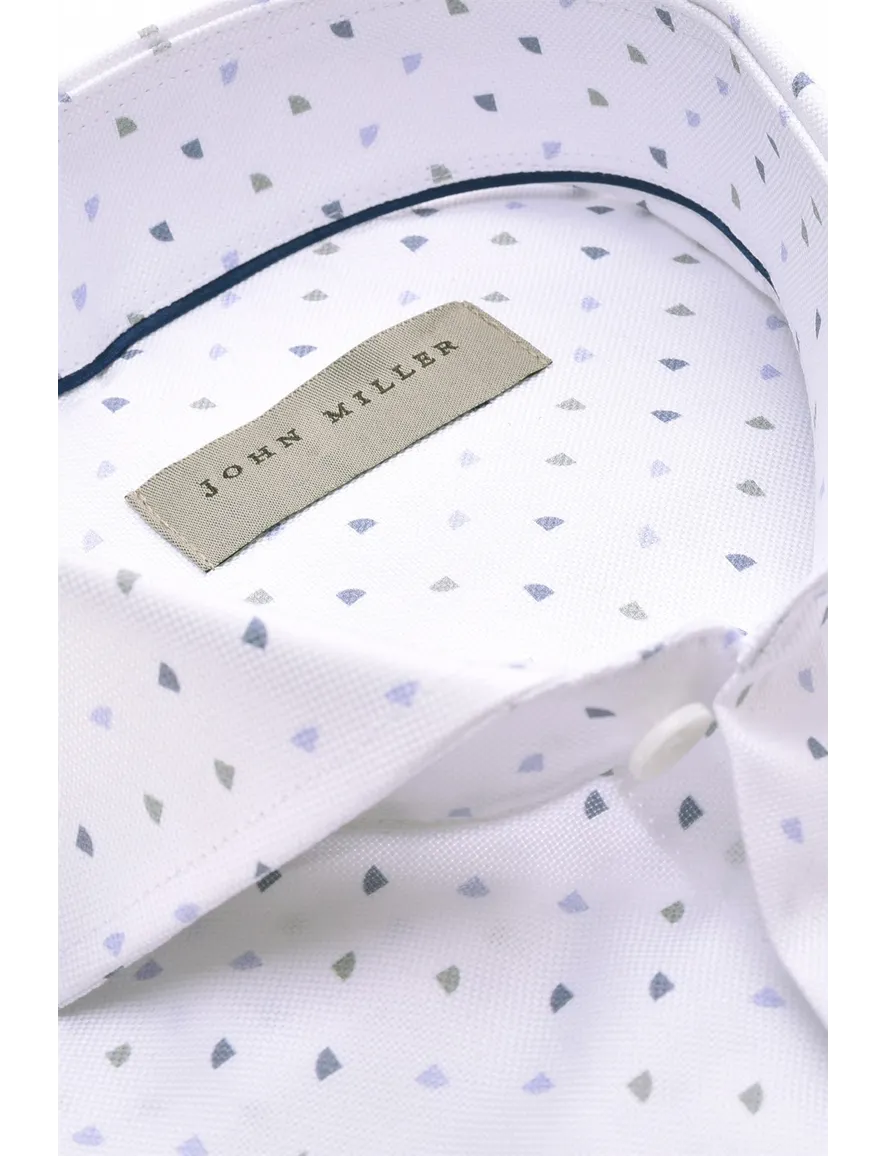 John Miller business overhemd John Miller Slim Fit slim fit wit geprint katoen