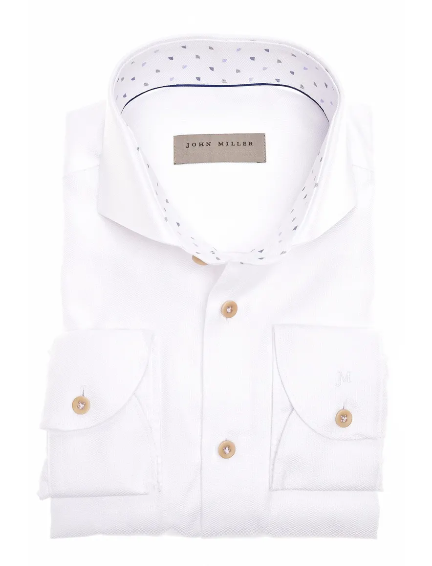 John Miller business overhemd Tailored Fit New normale fit wit effen