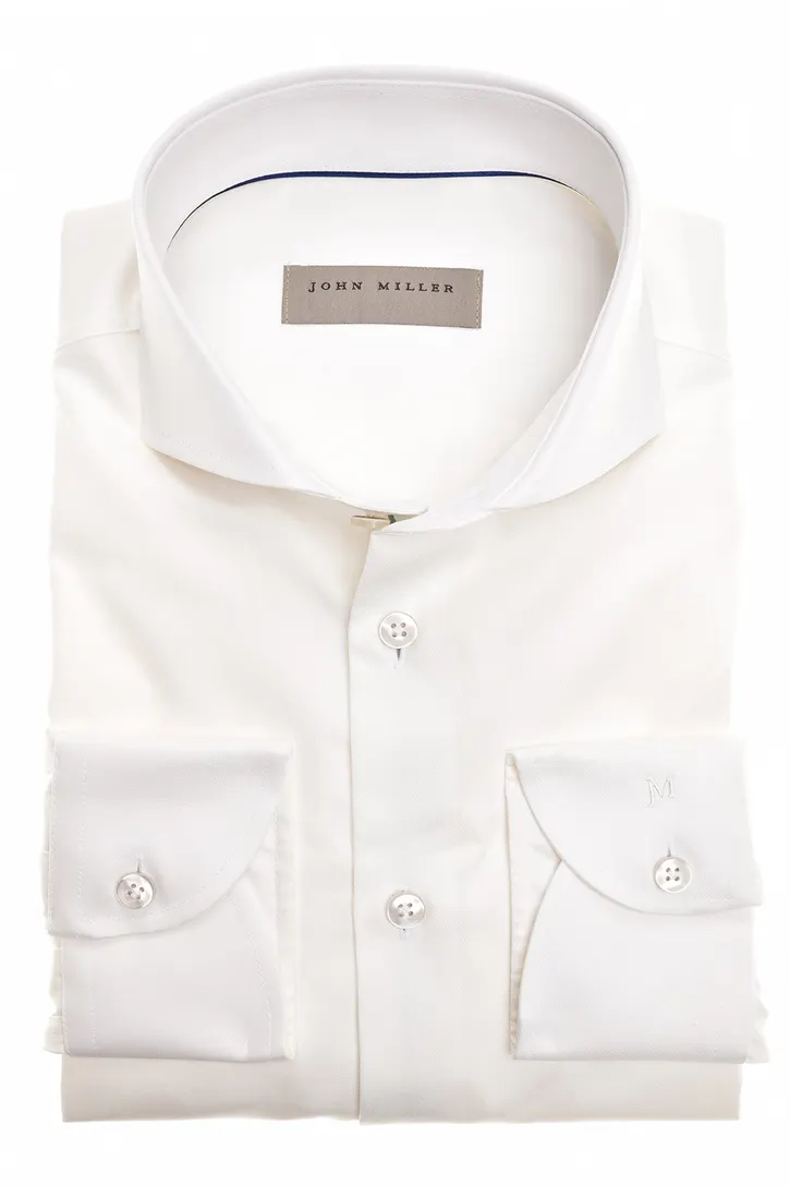 John Miller business overhemd Slim Fit slim fit creme effen