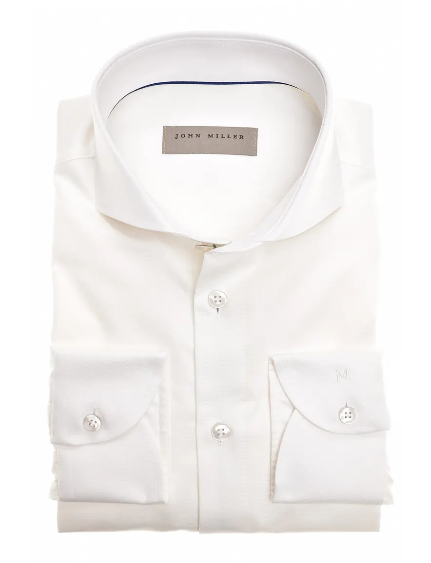 John Miller business overhemd Slim Fit slim fit creme effen