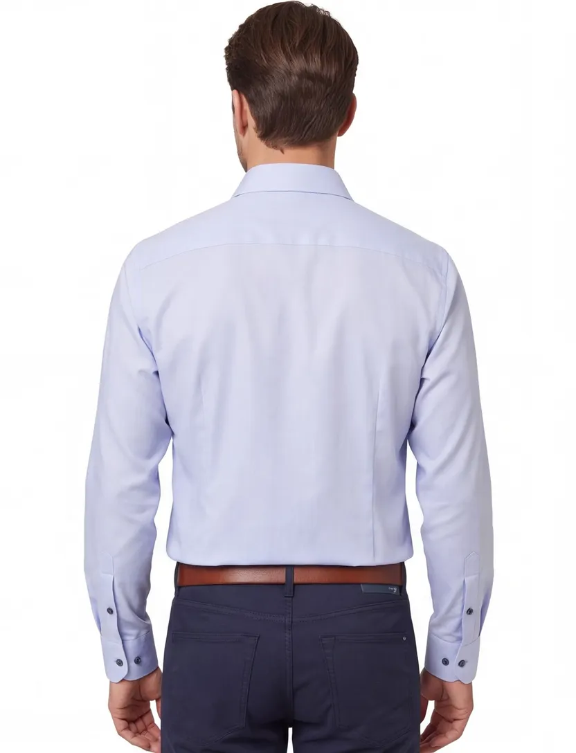 Eterna overhemd mouwlengte 7 Comfort Fit wijde fit lichtblauw effen katoen