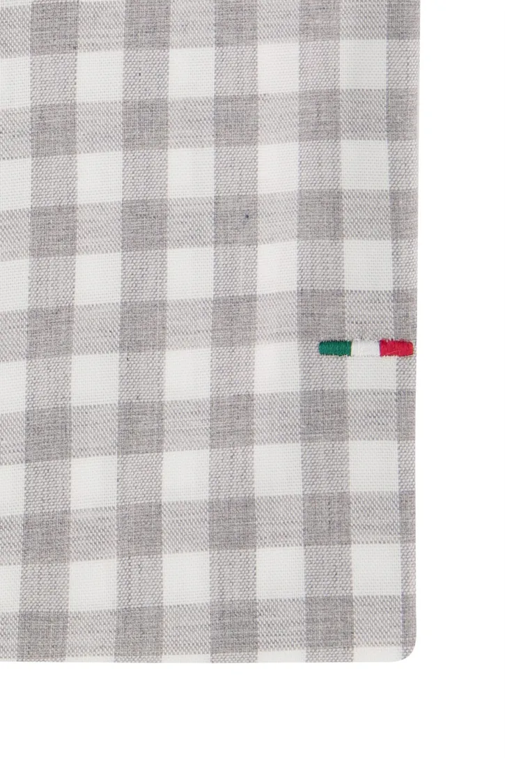 Portofino overhemd grijs met roze mouwlengte 7 tailored fit