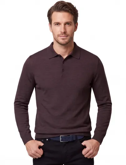Maerz half-zip trui aubergine Maerz big & tall met knopen