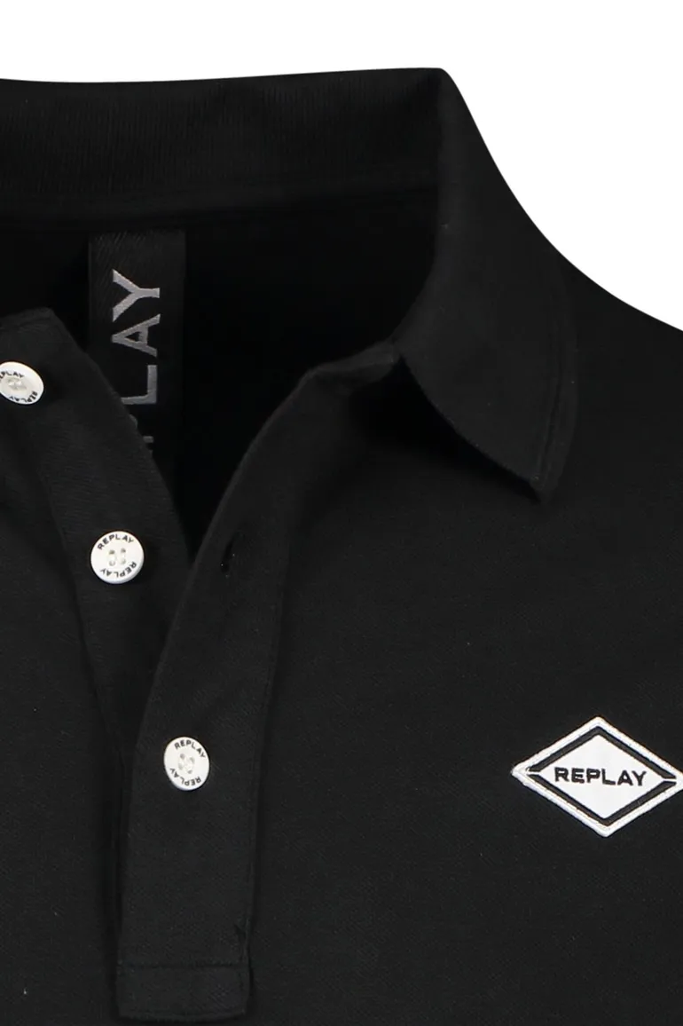 Replay polo zwart effen