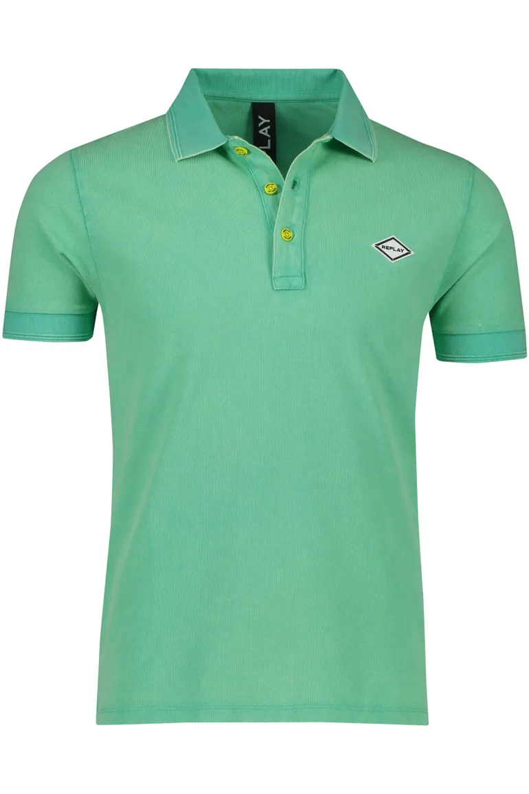Replay polo lichtgroen effen