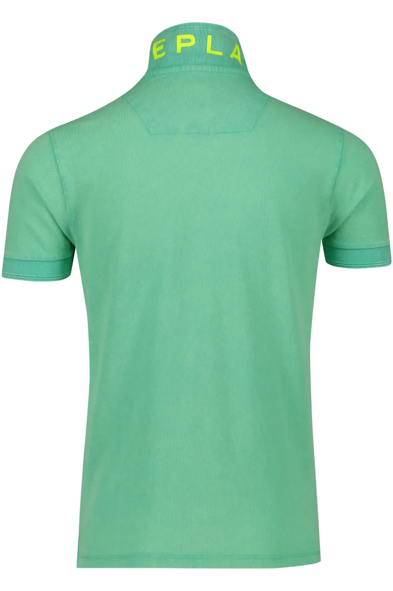Replay polo lichtgroen effen