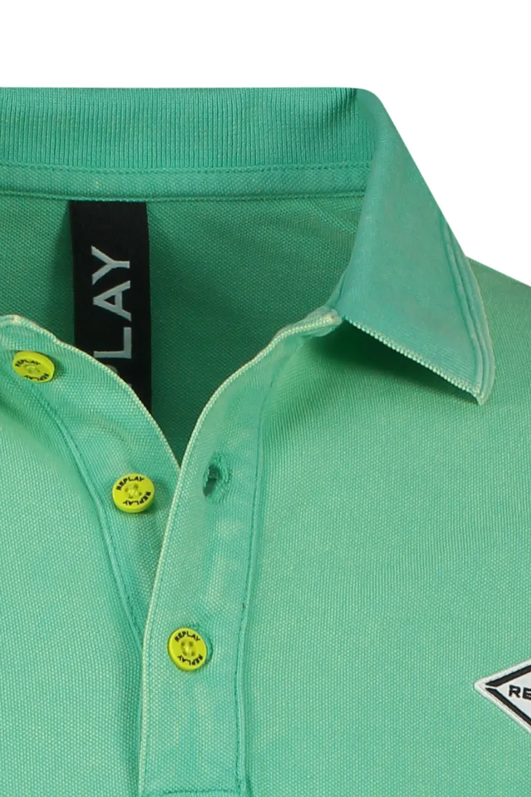Replay polo lichtgroen effen